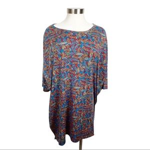 LuLaRoe Irma Multicolor Feather Print Tunic Top X-Large